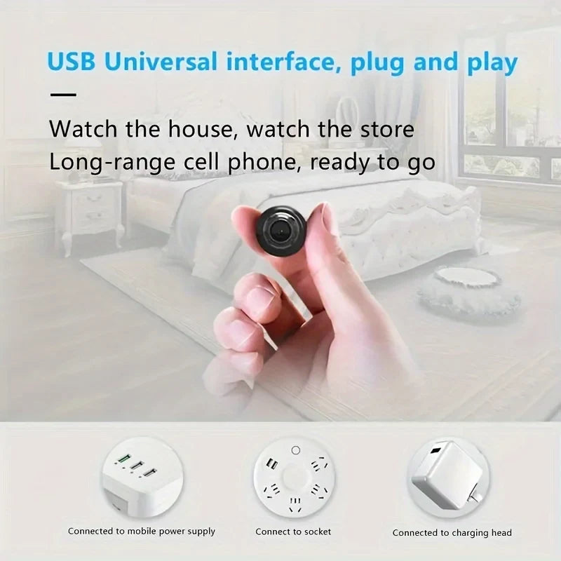 Smart Home Security Camera Small CCTV Night Vision Motion Detection Alarm Monitor